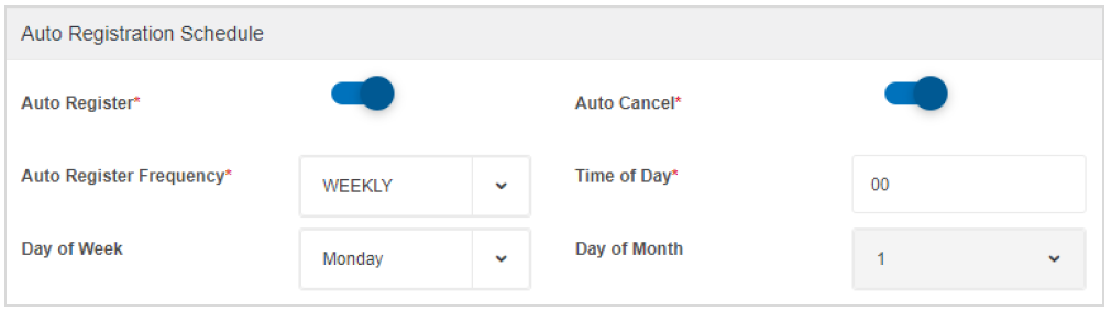 Auto Register Schedule