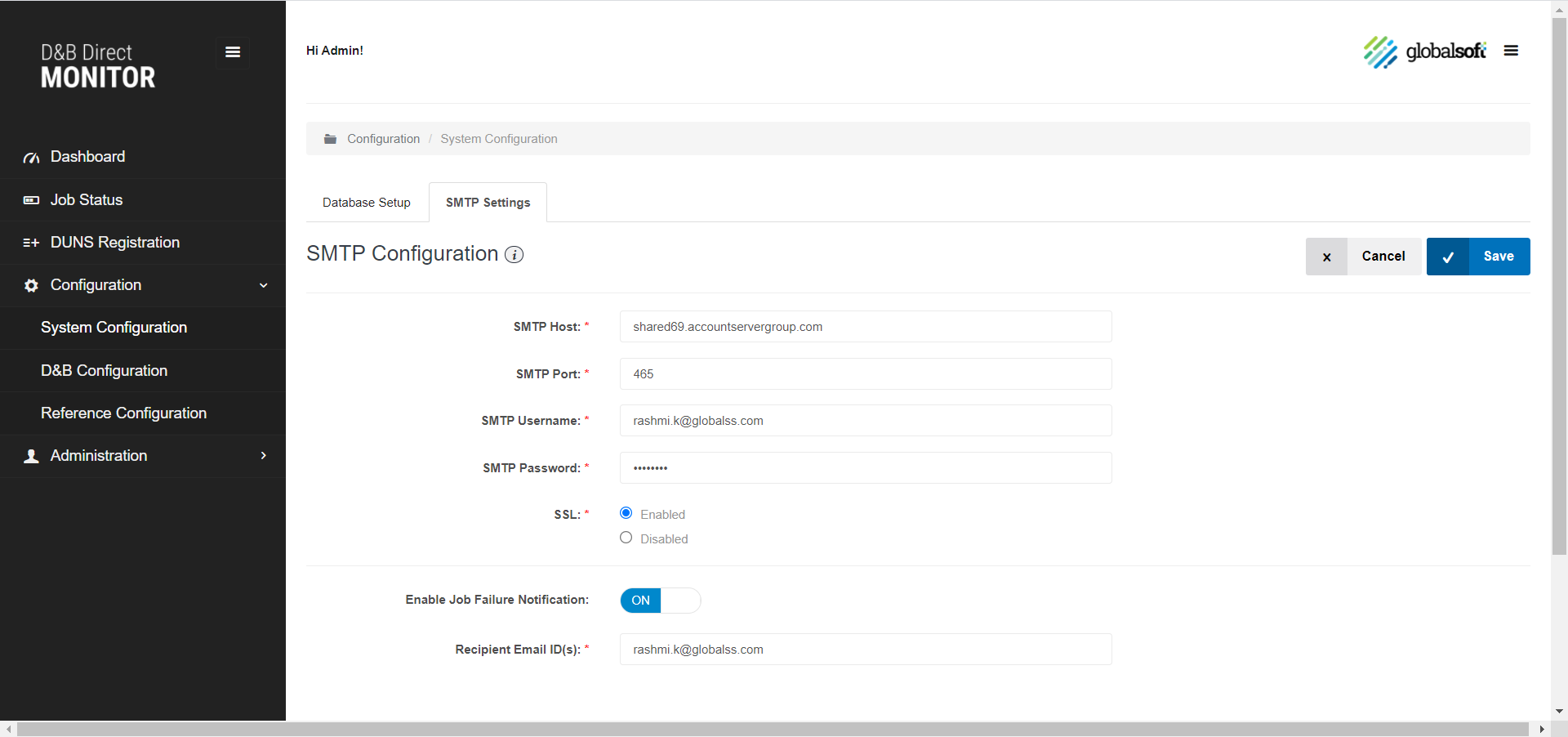 SMTP Settings